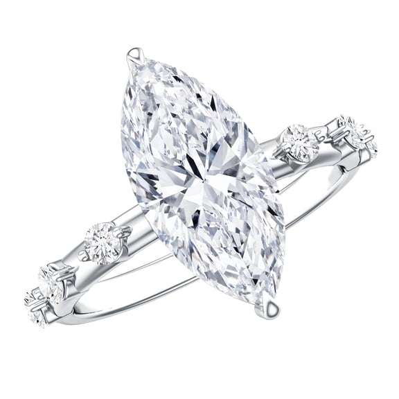 Rosec Jewels 3 Carat Lab Grown Diamond Solitaire Engagement Ring - IGI Certified Marquise Diamond Ring for Women - E-VS1 Quality, 925 Sterling Silver, US 4.00
