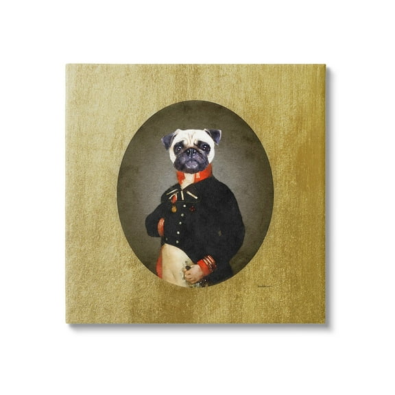 Stupell Industries Funny Pug Dog Wearing Suit Antique Classic Style Portrait , 17 x 17, Design by Amanda Greenwood