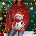 thumbnail image 2 of Women's Hooded Long Sleeve Christmas Printed Flannel Top Hooded Sweatshirt for Winter Comfort and Holiday Fashion,Multicolor,2XL, 2 of 7