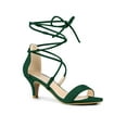 thumbnail image 1 of BLISSFUL STEP Women's Open Toe Kitten Heel Lace Up Sandals, 1 of 7