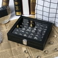 thumbnail image 7 of Coward Ring Display Case, Cufflinks Organizer Box with Transparent Lid, 42 Slots Ring Storage Display Jewelry Holder Black Velvet, 7 of 7