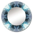 thumbnail image 2 of Designart "Fractal Flowers in Turquoise and White III" Modern Geometric Turquoise Large Round Mirror - Round Mirror Wall Décor - Contemporary Round Printed Mirror 23" x 23" Inch, 2 of 5