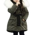 thumbnail image 3 of LFEOOST Cute Winter Warm Jacket Toddler Kids Thick Girls Hooded Windproof Outwear Coat Girls Kids Winter Jacket Army Green 140, 3 of 9