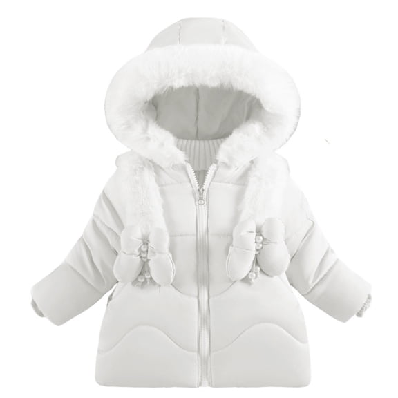 Kids Girls Fleece Zip Up Hoodie Jacket Winter Coat Hooded Warm Down Winter Coat Outerwear Coats 6-12 Months