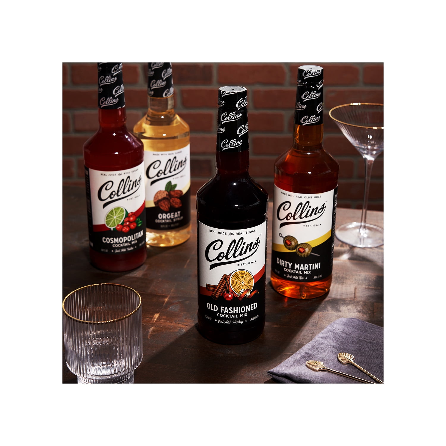 Collins Old Fashioned Mix | Made With Real Brown and Sugar Cherry Juice With Natural Flavors | Classic Cocktail Recipe Ingredient, 32 fl oz