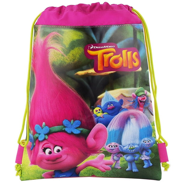 DreamWorks Trolls Dreamworks Hot Pink/Green Drawstring Bag Walmart