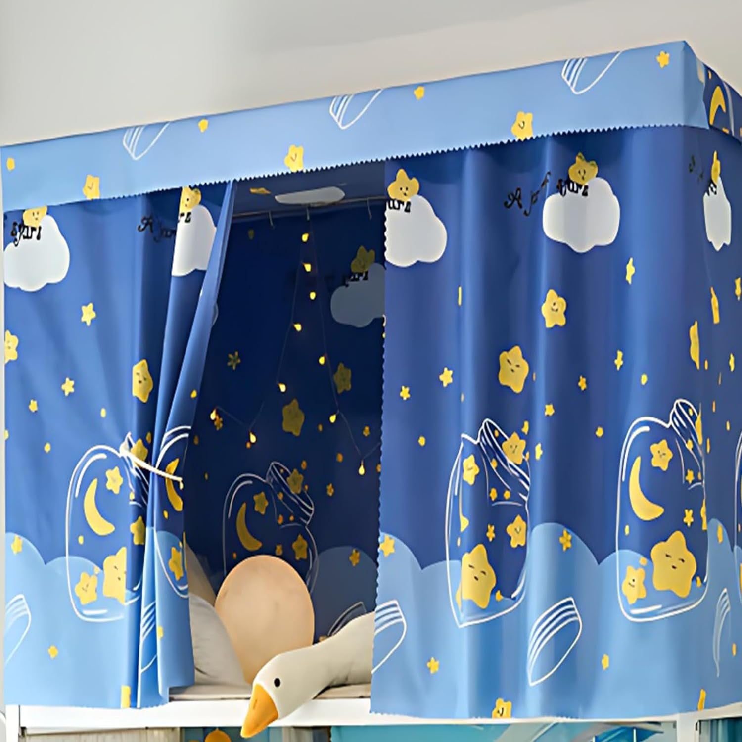 CAILDANL 2 Panels, Stars Galaxy Student Kids Bunk Bed Curtain Room Blackout Decorative Dorm Room Privacy Protection Canopy