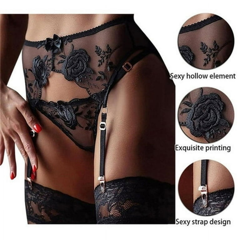Plus Size High Waisted Garter Belt for Women Sexy Mesh & Lace Suspender Belt  with 4 Straps Metal Clip for Stocking - Walmart.com
