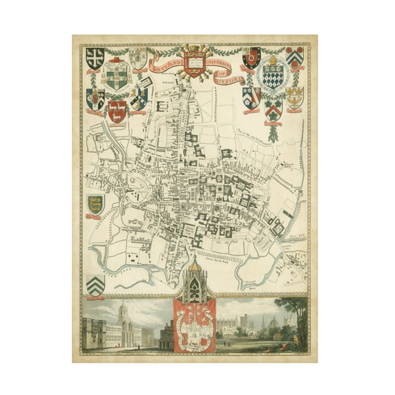 Trademark Fine Art Unknown City And University Of Oxford Canvas Wall Art - 14x19