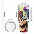 thumbnail image 5 of Lsque Mario Pattern 40 OZ Ice Bully Cup with Handle and Straw, Double Wall Stainless Steel Tumbler Travel Coffee Cup with Lid for Christmas Present, 5 of 8