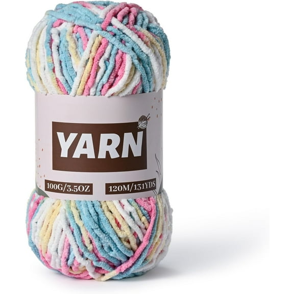 Minzimin 100g 1 Roll Plush Chenille Chunky Crochet Yarn - Baby Yarn for Crocheting Soft - Velvet Yarns Knitting for Blankets Crafts - Fluffy Yarns
