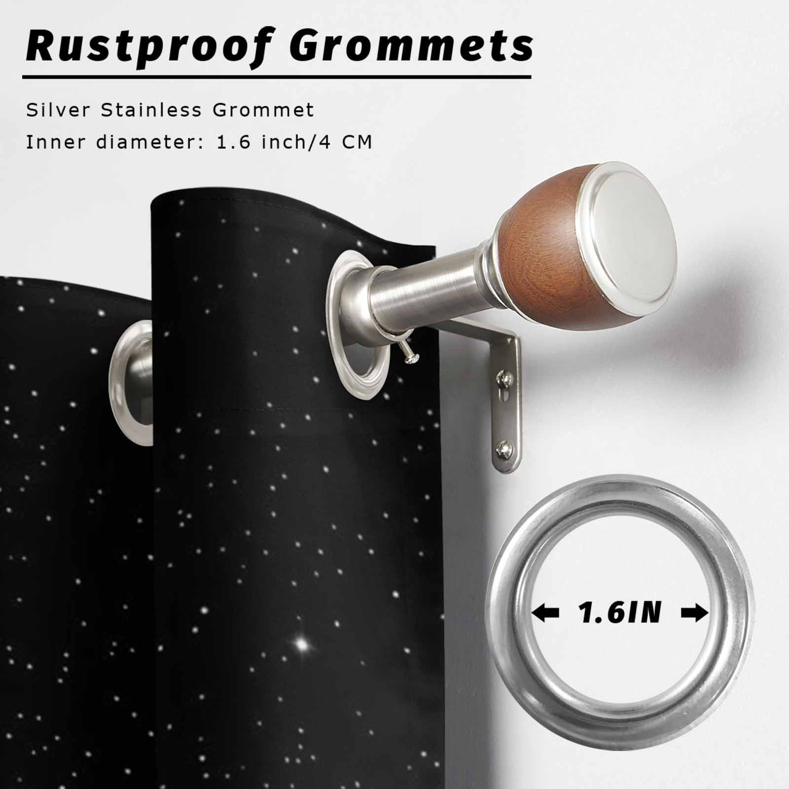 Crescent Moon Outdoor Curtains for Patio, Dreamy Black Misty Cloud Gray Gradient Fog Sunshade Privacy Drapes Grommet Waterproof Outside Curtains for Porch/Cabana/Balcony 54"x 108", 1 Panel