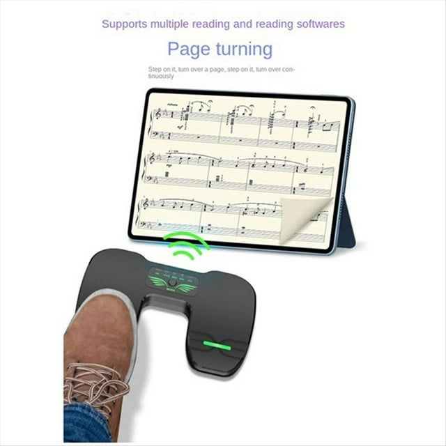 Pedal Inalámbrico con Doble Interruptor, Volteador de Páginas de Música, Pedal Silencioso para Tabletas, Teléfonos Inteligentes, Antideslizante