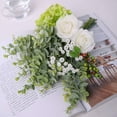 thumbnail image 3 of Artificial Flowers Silk Roses Fake Babys Breath Flower Eucalyptus Leaves Berries Arrangements Wedding Bouquet Indoor Home Faux Plants Décor (White Without Vase), 3 of 5