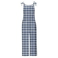 thumbnail image 5 of Frostluinai Plus Size Adjustable Overalls Casual Spaghetti Strap Plaid Jumpsuits Crew Neck Baggy Wide Leg Overalls Summer Rompers with Pocket, 5 of 5