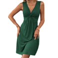thumbnail image 2 of Baywell 2024 Knitted Fabric Sexy Spicy Girl Design Feeling Chest Twisted and Wrinkled Waist Slimming Solid Color Dress S-XL, 2 of 9