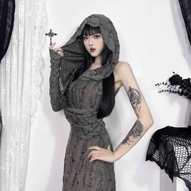 knee length dresses for ladies Punk Rave Snap Button Side Slit Midi Dress main image 0