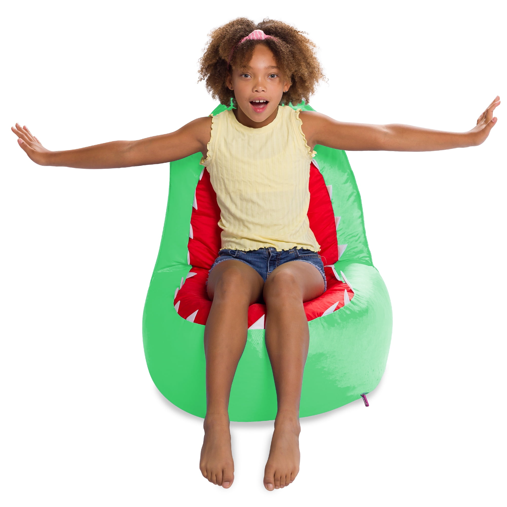 Posh Creations Bean Bag Chair Cover, Soft Shark Lounger, Kids, 2.5 ft, Green