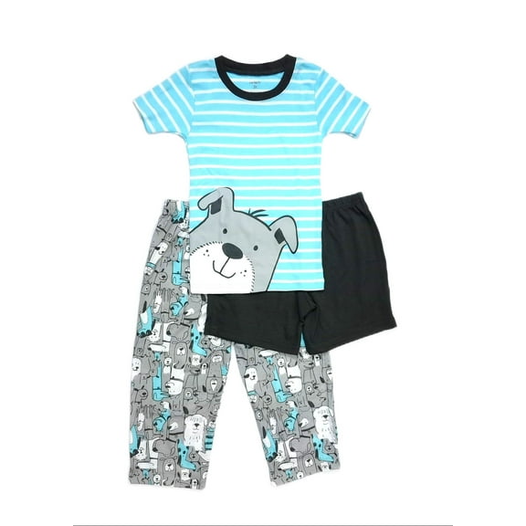 Carter's Toddler Boy's Puppy Dog Striped and Print 3-Piece Pajama Set (Size 3T)