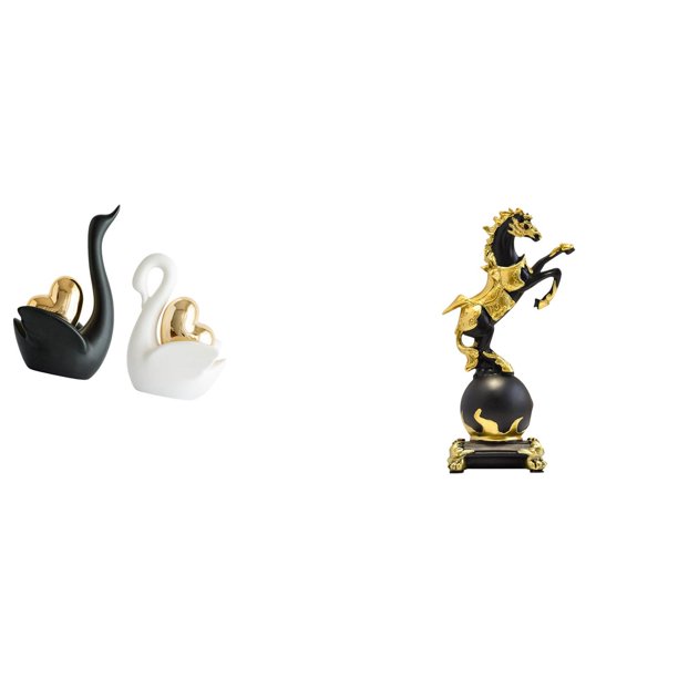 estatua de cisne,Estatuas y figuritas de cisne de cerámica modernas Esculturas,Escultura de animales Decoración centro de mesa,Figura de escritorio,Estante de estatua de caballo para