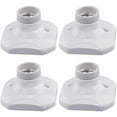thumbnail image 1 of Portalámparas LED E27, portalámparas de cerámica E27 y base de plástico, portalámparas de pared E27, portalámparas E27 blanco con aro para luz de entrada, techo o balcón, paquete de 4, 1 of 5