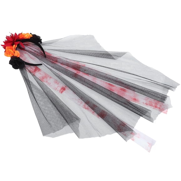 Minkissy 1Piece Party Headband Multi Cloth Veil Silk Flower Decor Long Veil