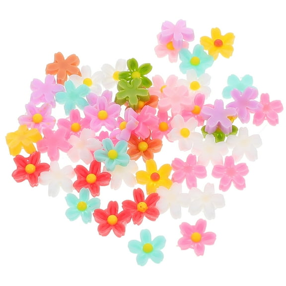 WHAMVOX Mini Resin Daisy Flower Charms for Nail Art and Craft Embellishments 50pcs