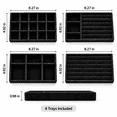 thumbnail image 7 of 4-Pack Jewelry Tray Drawer Organizer, Stackable Velvet Jewelry Storage Trays for Rings, Earrings, Necklaces and Bracelets, Black, 8.27 x 4.92 in, 7 of 7