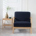 thumbnail image 2 of SUNICOL Stretch Armchair Slipcover with Zipper, Jacquard Spandex Wood Arm Chair Cover Protector, Elastic Removable Accent & Dining Chair Covers for Living Room, Home Decor, Navy Blue, 2 of 8