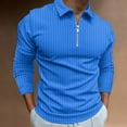 thumbnail image 2 of JTieacloth Button Casual Tee Collared Men New Striped Zipper Shirt Lapel Shirt Long Sleeved T Shirt Autumn And Winter Business Casual Jacket Blue L, 2 of 5