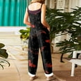 thumbnail image 4 of WTOBBY Women's Jumpsuit with Halloween Retro Print, Casual Loose Design and Suspenders in Cotton and Linen, Perfect for Relaxed Wear and Seasonal Events,RedL, 4 of 6