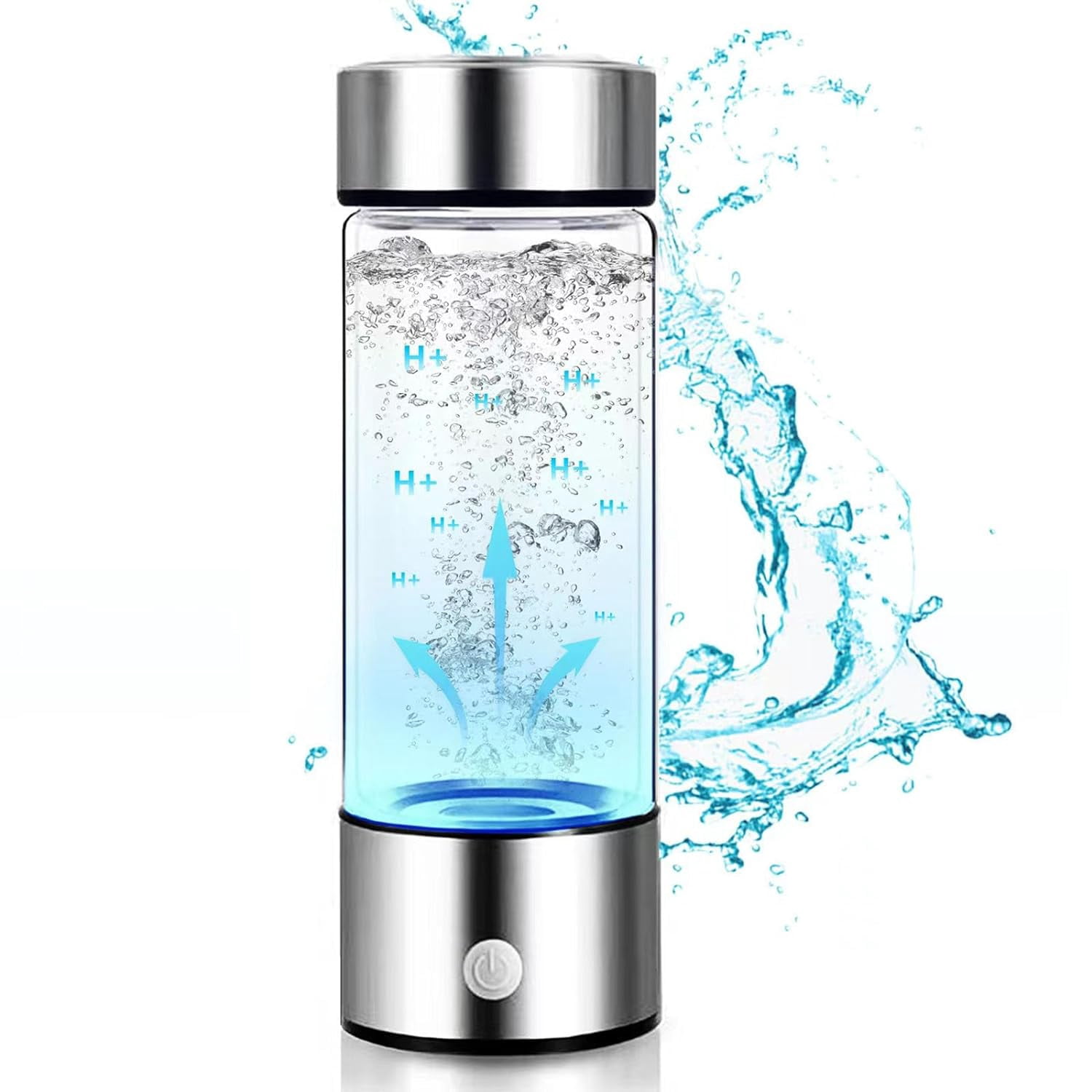 Portable Hydrogen Water Generator Bottle SPE PEM Technology, Alkaline Ionizer Generator USB Rechargeable Portable Hydrogen Rich Water Glass Health Bottle for Health Life