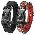 thumbnail image 1 of A2S Protection Paracord Bracelet K2-Peak - Survival Gear Kit Embedded Compass, Fire Starter, Emergency Knife & Whistle (Black/Red 8"), 1 of 7