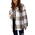 thumbnail image 2 of Women Fleece Jacket Button Down Fuzzy Shacket Long Sleeve Plaid Shirts Casual Warm Outwear Coat with Pockets, 2 of 4