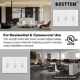 thumbnail image 3 of WWS-2 Pack 3-Gang Toggle Wall Plate, Unbreakable Polycarbonate Triple Light Switch Cover, cUL Listed Standard Size Faceplate, White, 3 of 4