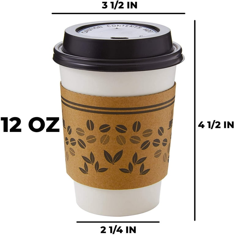 Avant Grub 12 oz. Orange Disposable Coffee Cup Set with Sleeves, Stirrer,  Lids 50Pk.