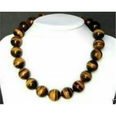 GKNET Rare 12MM tiger's-eye Round beads necklace 18"AAA 