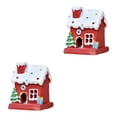 thumbnail image 4 of Guardoinrt Christmas Village Landscape Tabletop Figurine Christmas for Red Small 2Set, 4 of 6