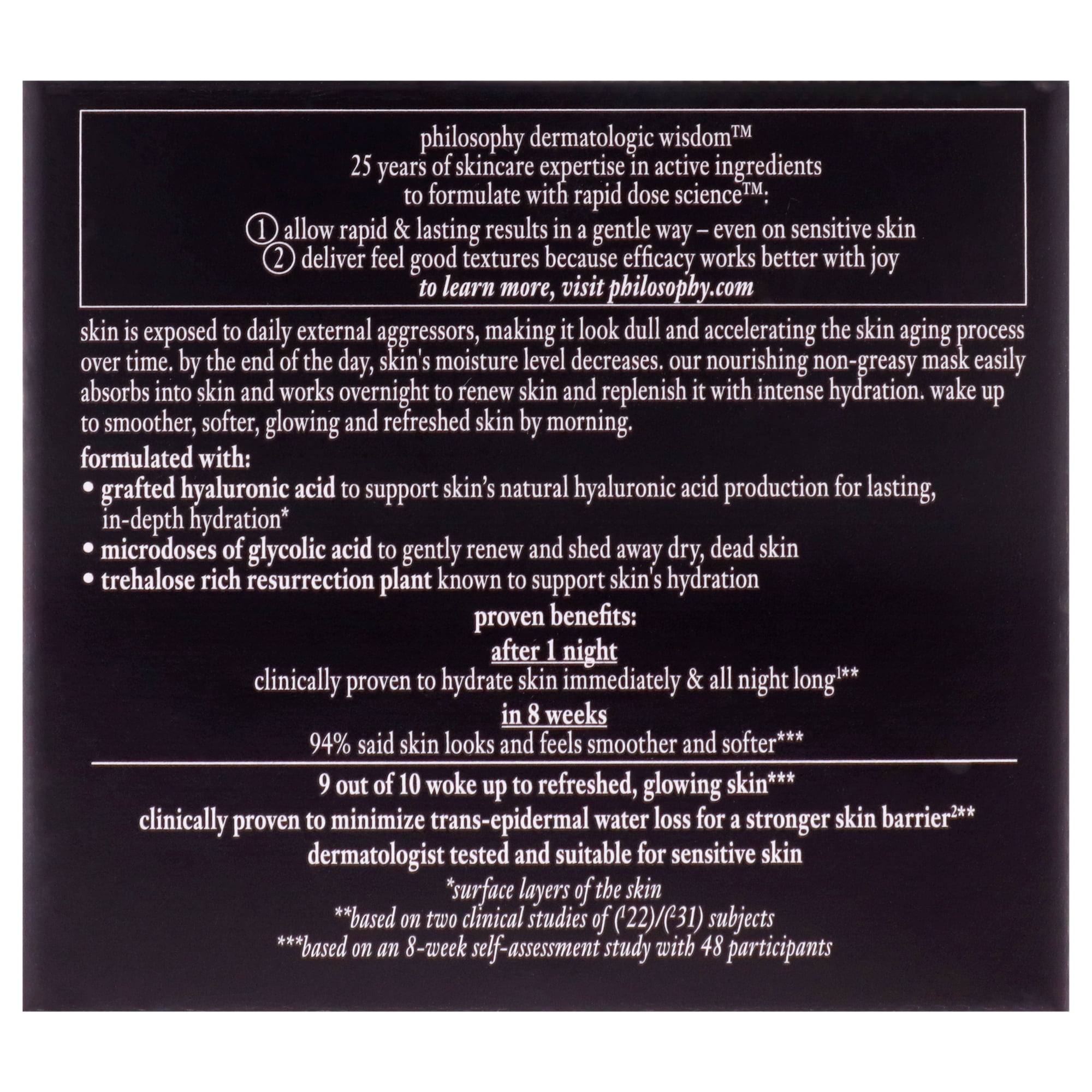 Philosophy Hope in A Jar Deep Hydration and Glow Overnight Mask , 2 oz Mask