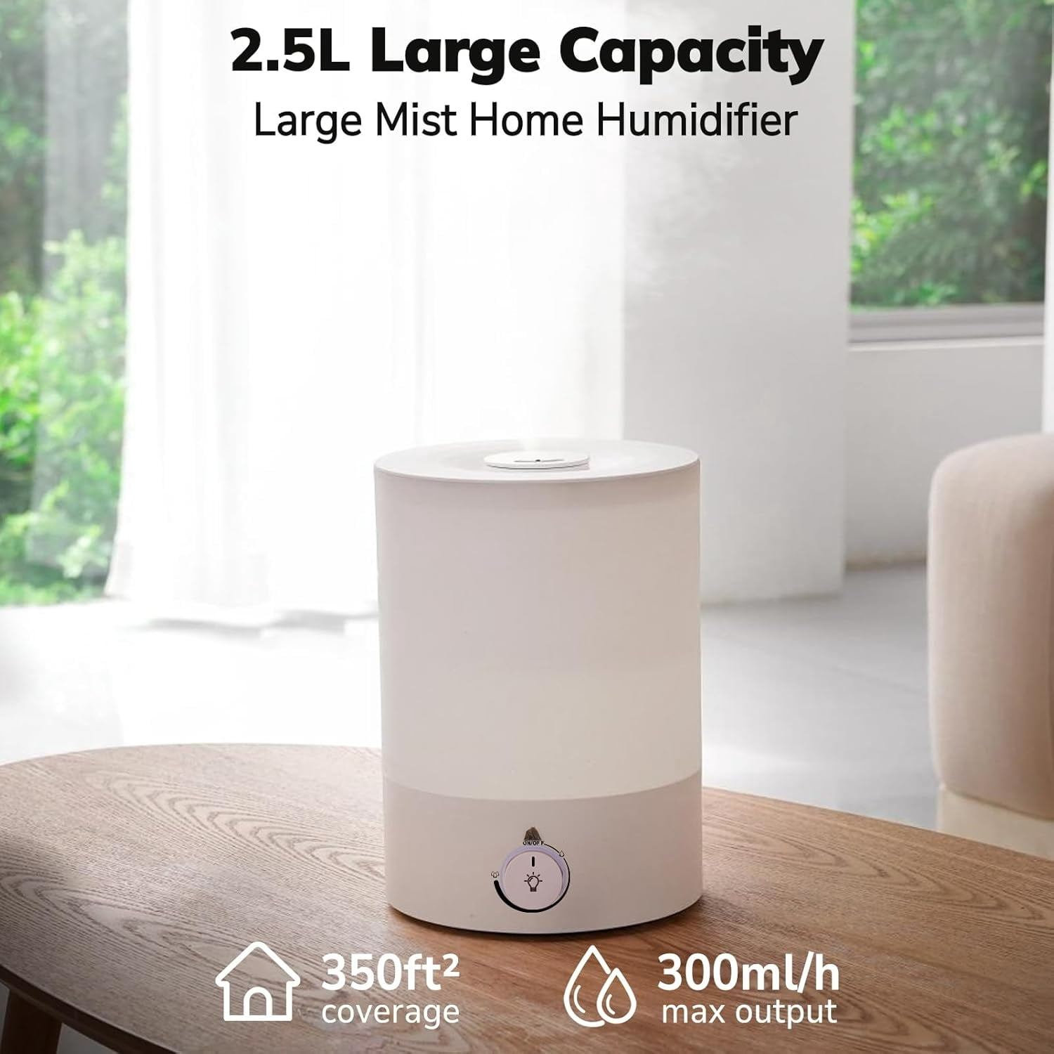 Humidifiers for Bedroom Large room,Top fill 2.5L Ultrasonic cool mist Humidifiers for Baby Nursery and Plants,Up to 24 Hours of Operation, Auto Shut Off, 24dB Quiet,Night Light (Hu-02A-XNLit)191
