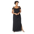 thumbnail image 1 of Alex Evenings Women's Plus Size Cold-Shoulder Dress Side Ruched Skirt, Black Glitter, 22W, 1 of 1