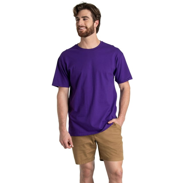 Fruit of the Loom T-Shirts en Coton Eversoft pour Hommes (Régulier et Grand & Long), Col Rond-2 pack-Violet, TTG