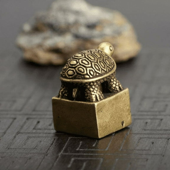 Chinese Vintage Antique Collection Bronze Recruiting Money Turtle Seal Statue -