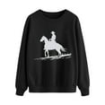 thumbnail image 4 of Bcresic Women Tshirt Cowboy Silhouette Graphic Tops Comfy Long Sleeve Shirts Round Neck Blouses Trendy Tunic Sweatshirts Top Juniors Spring Tees 2025,#09_Crewneck Tee Black,Small, 4 of 4