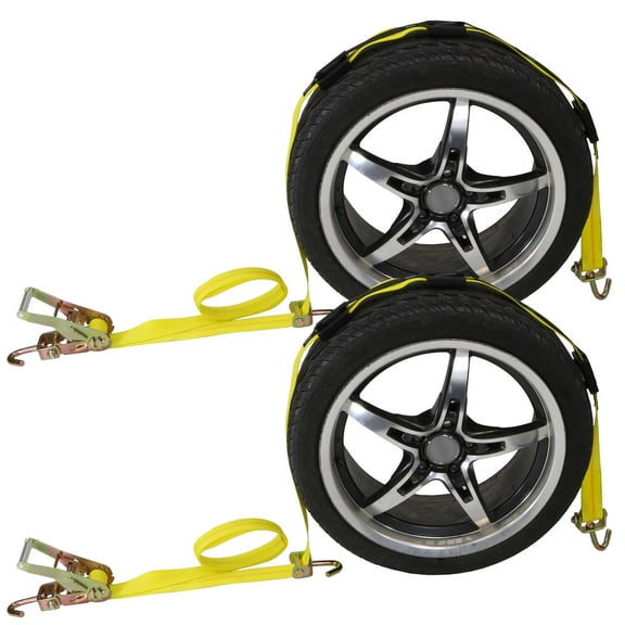 Wheel Strap with Swivel Hooks and Rubber Blocks – 2 Pack