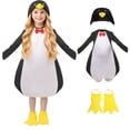 thumbnail image 2 of Kid's Penguin 3-Piece Matching Set Long Sleeve Jumpsuit Hat Foot Covers Funny Trick-or-Treat Dress Up Outfit, 2 of 9