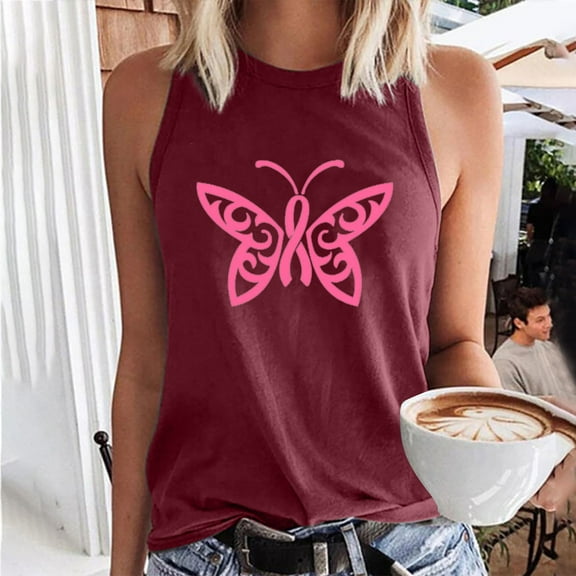 DailyTrove Women's Neon Butterfly Tank Top - Polyester Casual Summer & Night Out Wear, Flattering for Celebrations