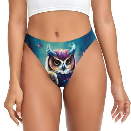Thongs for Women - Colorful Butterfly Flower Owl No Show Seamless Womens Thongs Underwear  Stretch G String Thongs for Women  Ladies Breathable Thong Bikini Panties Briefs