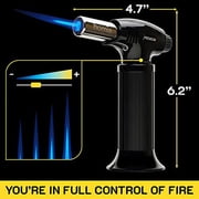 Butane Torch Refillable Kitchen Torch Lighter Adjustable Flame with Wood Chips