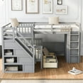 thumbnail image 2 of Gray L-Shaped Bunk Bed with Drawers and Staircase Shelves for Extra Storage, 2 of 2